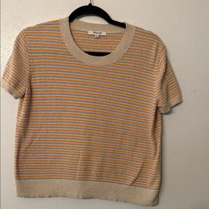Madewell Orange‎ and Gray Striped Tee